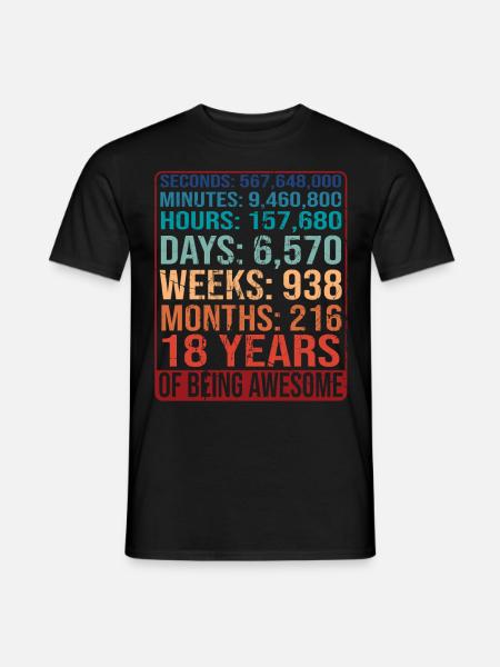 18 ans ! Cadeau d’anniversaire 18e anniversaire - T-shirt homme - noir