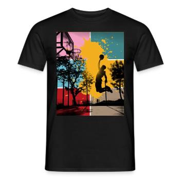 Basketball Basketballer Spieler Fan Vintage Retro - Männer T-Shirt - Schwarz - Vorne - AI Model Male 178 light (178cm)