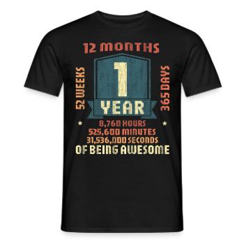 Tenue d’anniversaire pour 1 an ! 1er anniversaire - T-shirt homme - noir - Devant - AI Model Male 178 light (178cm)