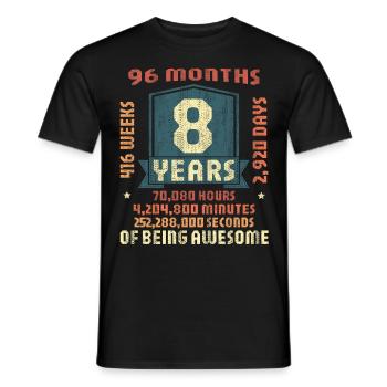 8 Jahre alt! Geburtstagsgeschenk für 8. Geburtstag - Männer T-Shirt - Schwarz - Vorne - AI Model Male 178 light (178cm)