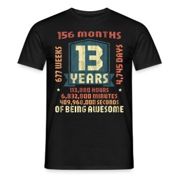 13 years old! Birthday Gift 13th Birthday - Men's T-Shirt - black - Front - AI Model Male 178 light (178cm)