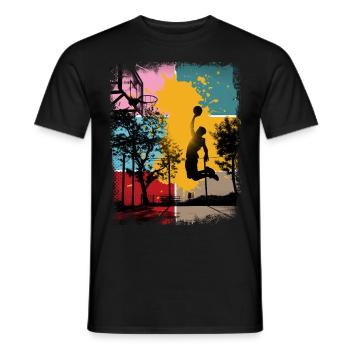 Basketball Basketballer Spieler Fan Vintage Retro - Männer T-Shirt - Schwarz - Vorne - AI Model Male 178 light (178cm)