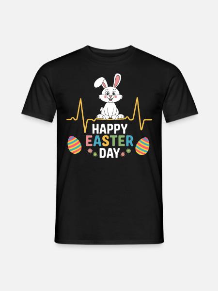 Happy Easter Day Bunny Easter Eggs - Männer T-Shirt - Schwarz