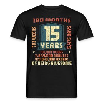 15 ans ! Cadeau d’anniversaire 15e anniversaire - T-shirt homme - noir - Devant - AI Model Male 178 light (178cm)