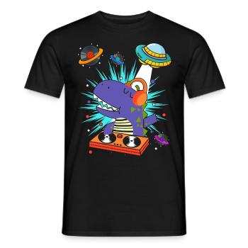 Dinosaurier Mit Retro Vintage Nerd Geek Dino T-Rex - Männer T-Shirt - Schwarz - Vorne - AI Model Male 178 light (178cm)