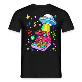 Dinosaurier Mit Retro Vintage Nerd Geek Dino T-Rex - Männer T-Shirt - Schwarz - Vorne - AI Model Male 178 light (178cm)