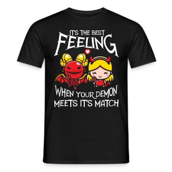 When your demon hits his match! Funny Demon - Men's T-Shirt - black - Front - AI Model Male 178 light (178cm)
