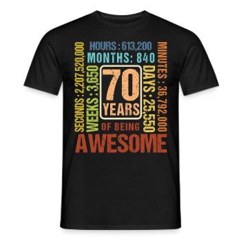 70 Jahre alt! Geburtstagsgeschenk 70. Geburtstag - Männer T-Shirt - Schwarz - Vorne - AI Model Male 178 light (178cm)