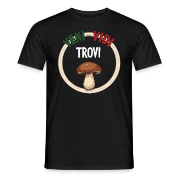 Tenue pour cueilleur de champignons avec des montagnes de cèpes - T-shirt homme - noir - Devant - AI Model Male 178 light (178cm)