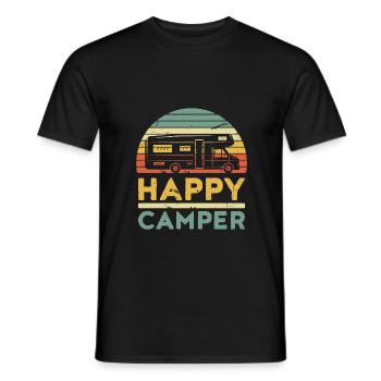 HAPPY CAMPER - Men's T-Shirt - black - Front - AI Model Male 178 light (178cm)