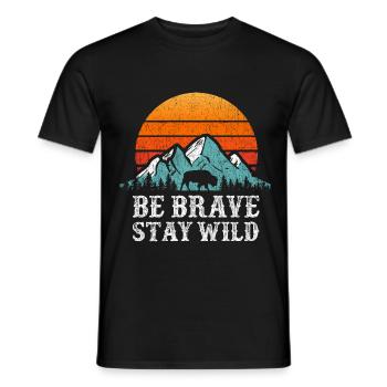 Road trip en camping-car en camping-car Wildness Travel - T-shirt homme - noir - Devant - AI Model Male 178 light (178cm)