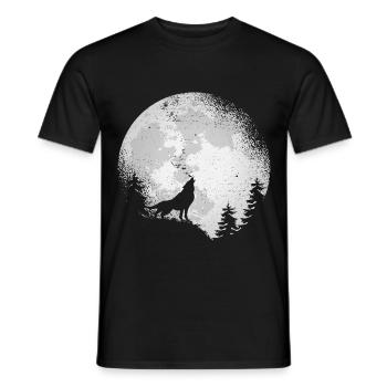 Wolf Conservation Predators Nature Full Moon Forest - Men's T-Shirt - black - Front - AI Model Male 178 light (178cm)