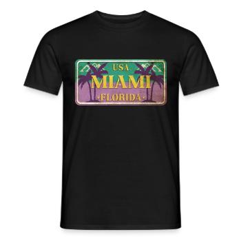 Miami Florida USA Amerika Sommer Palmen Schild - Männer T-Shirt - Schwarz - Vorne - AI Model Male 178 light (178cm)
