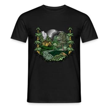 Forêt, Cabane, Nature, Habitant De La Forêt, Amoureux De La Nature - T-shirt homme - noir - Devant - AI Model Male 178 light (178cm)