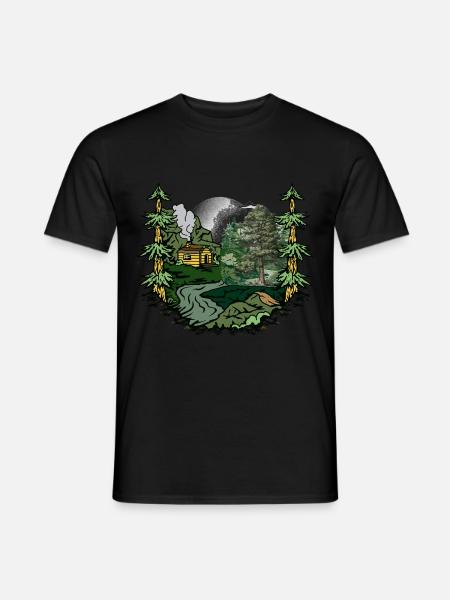 foresta, cabina, natura, abitante della foresta, amante della natura - T-shirt uomo - nero