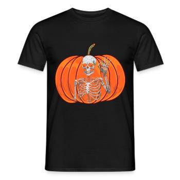 Kürbis Oktober Geist Spuk Halloween Skelett - Männer T-Shirt - Schwarz - Vorne - AI Model Male 178 light (178cm)