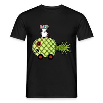 Ananas Wohnwagen Ratte Urlaub Reise - Männer T-Shirt - Schwarz - Vorne - AI Model Male 178 light (178cm)