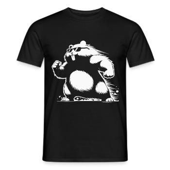 Dicker Hamster mit Sonnenbrille Design - Männer T-Shirt - Schwarz - Vorne - AI Model Male 178 light (178cm)