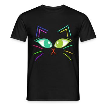 Chats Chat Chat Visage Rétro Années 80 Années 90 - T-shirt homme - noir - Devant - AI Model Male 178 light (178cm)