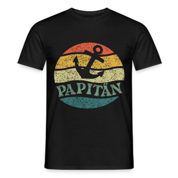 Papa Jeu de mots Capitaine Fête des Pères Papitän - T-shirt homme - noir - Devant - AI Model Male 178 light (178cm)