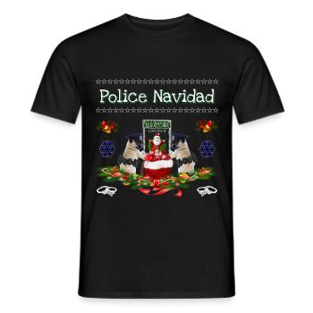 Polizei Shirt Weihnachten - Police Navidad - Männer T-Shirt - Schwarz - Vorne - AI Model Male 178 light (178cm)