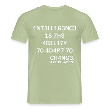 Intello Intello Steven Hawking Des phrases intelligentes - T-shirt homme - vert sauge - Devant - AI Model Male 178 light (178cm)