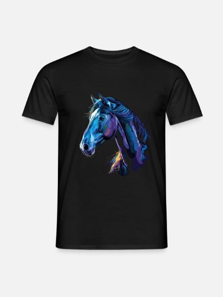 Pferd auf schwarzem Hintergrund - Männer T-Shirt - Schwarz