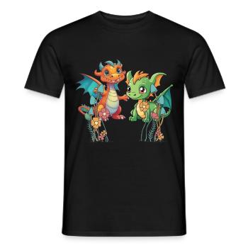 Dragon Dragon Kids Child Mythical Creature - Men's T-Shirt - black - Front - AI Model Male 178 light (178cm)