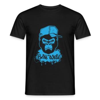 Né pour être sauvage - T-shirt homme - noir - Devant - AI Model Male 178 light (178cm)