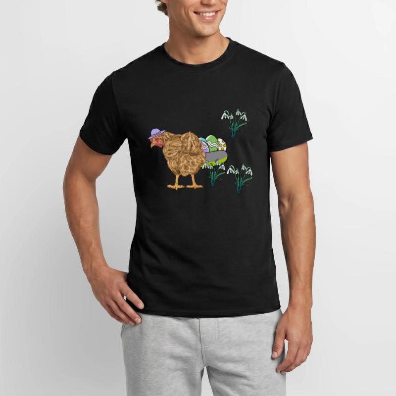 Chicken Poultry Eggs Nest Easter Eggs Easter Men's T-shirt