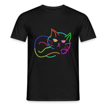 arc en ciel, chat, coloré, coloré, enfants - T-shirt homme - noir - Devant - AI Model Male 178 light (178cm)