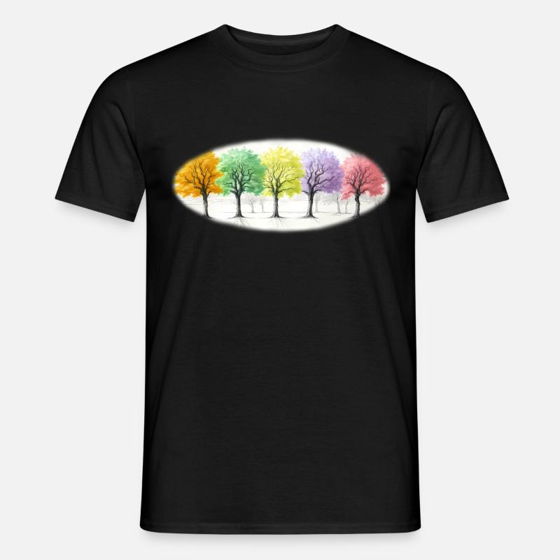 Bunt Bäume Baum Wald - Männer T-Shirt - Schwarz