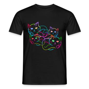 Regenbogen Katze Katzen Kätzchen Retro - Männer T-Shirt - Schwarz - Vorne - AI Model Male 178 light (178cm)