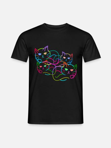 Rainbow Cat Cats Kitten Retro - Men's T-Shirt - black