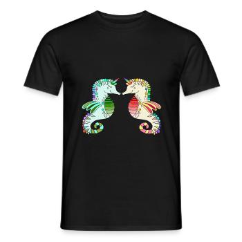 seahorse love - seahorse sea animal - Men's T-Shirt - black - Front - AI Model Male 178 light (178cm)
