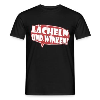 Lächeln und Winken - Männer T-Shirt - Schwarz - Vorne - AI Model Male 178 light (178cm)