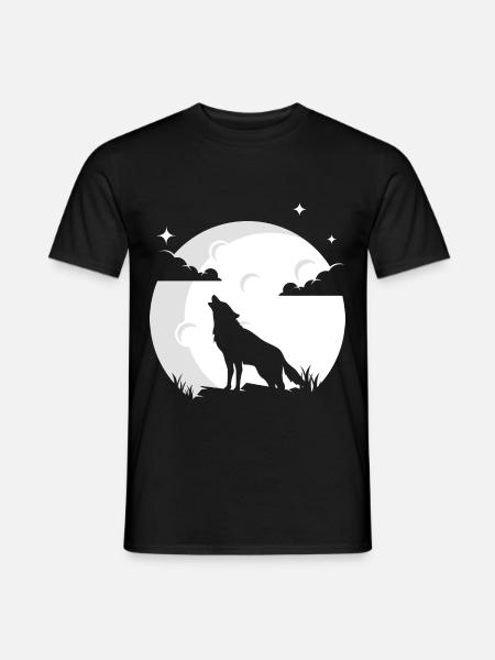 Wolf Mond Wolfsrudel Wolf Wölfe - Männer T-Shirt - Schwarz