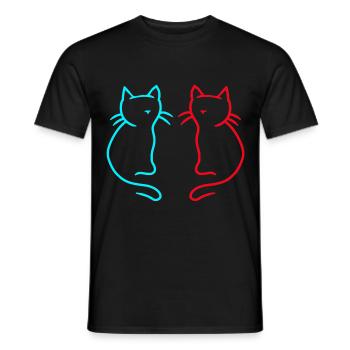 80er 90er Retro Vintage Katzen Katze - Männer T-Shirt - Schwarz - Vorne - AI Model Male 178 light (178cm)