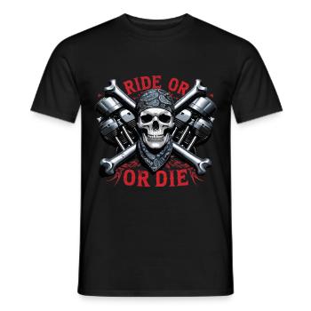 Moto Skull Ride ou Die Biker Chopper Rock - T-shirt homme - noir - Devant - AI Model Male 178 light (178cm)