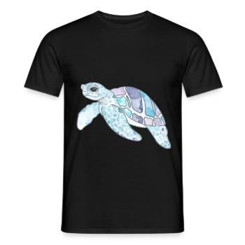 Douce Aquarelle Tortue Mer Vie aquatique - T-shirt homme - noir - Devant - AI Model Male 178 light (178cm)