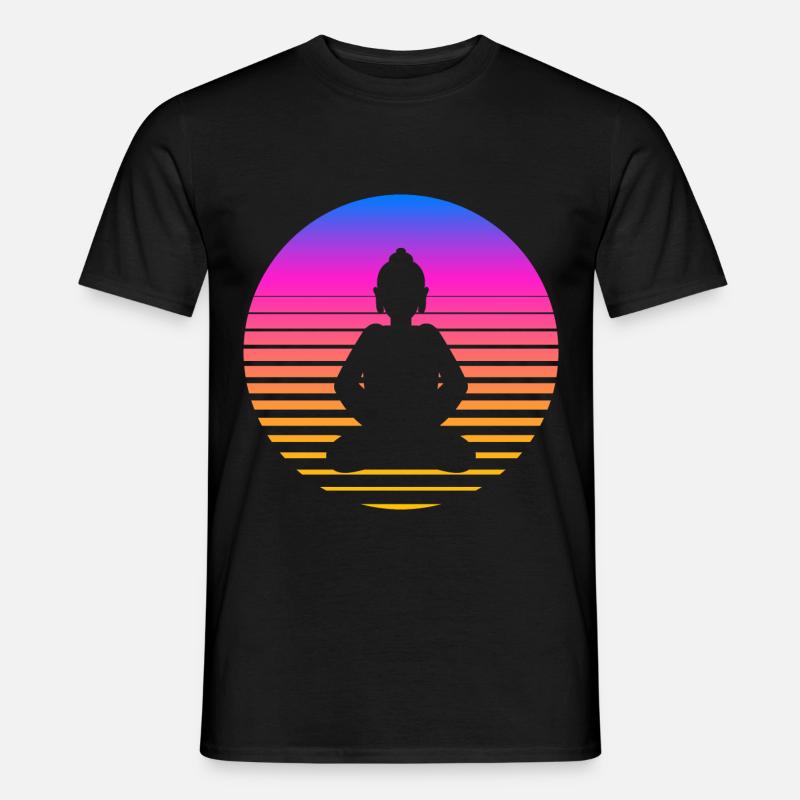 Buddha Retro Buddha Yoga Buddhismus - Männer T-Shirt - Schwarz