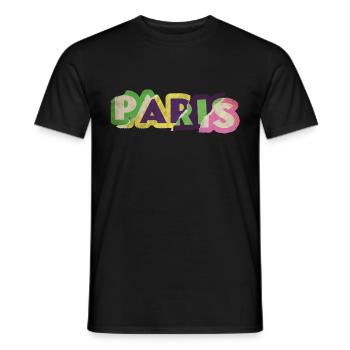 Paris France City Skyline Font Punk Rétro - T-shirt homme - noir - Devant - AI Model Male 178 light (178cm)