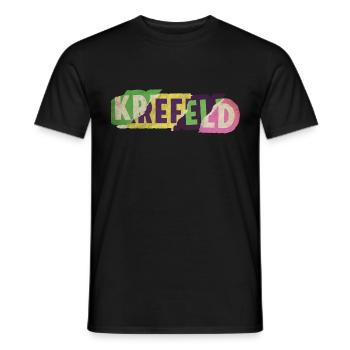 Krefeld Germany City Font Punk Retro - Men's T-Shirt - black - Front - AI Model Male 178 light (178cm)