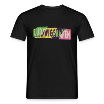 Ludwigshafen Germany City Font Punk Retro - Men's T-Shirt - black - Front - AI Model Male 178 light (178cm)