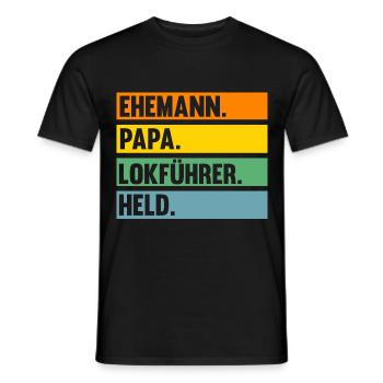 Eisenbahn Dampflok Papa Vater Lokomotive Lokführer - Männer T-Shirt - Schwarz - Vorne - AI Model Male 178 light (178cm)
