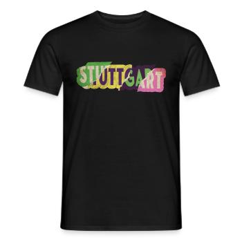 Stuttgart Germany City Font Punk Retro - Men's T-Shirt - black - Front - AI Model Male 178 light (178cm)