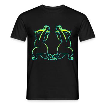 Yoga Vintage Retro 80er 90er Katze Katzen - Männer T-Shirt - Schwarz - Vorne - AI Model Male 178 light (178cm)