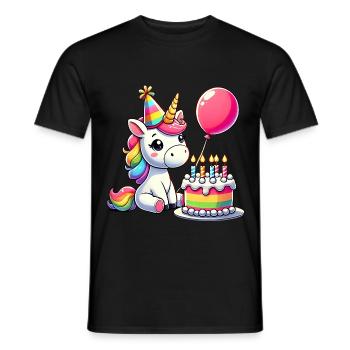 Unicorn Kid Celebrating Birthday - Männer T-Shirt - Schwarz - Vorne - AI Model Male 178 light (178cm)