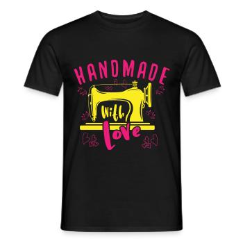 Handmade With Love – Bunte Liebe Zum Nähen - Männer T-Shirt - Schwarz - Vorne - AI Model Male 178 light (178cm)