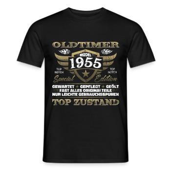 Oldtimer 1955 Baujahr – Vintage Retro Geburtstag - Männer T-Shirt - Schwarz - Vorne - AI Model Male 178 light (178cm)